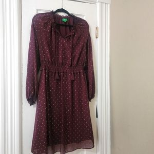 Dip Burgundy Peasant Dress